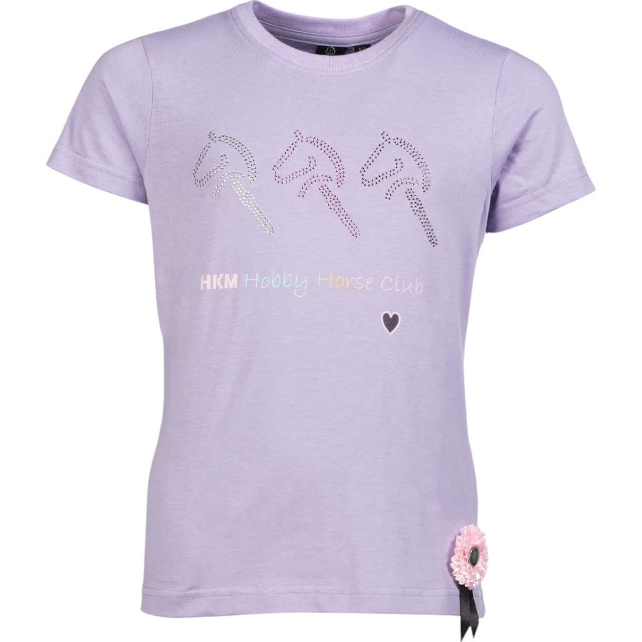 Kinder, lila T-Shirt mit Pferde-Print und HKM Hobby Horse Club Schriftzug. Kinder, lila T-Shirt mit Pferde-Print und HKM Hobby Horse Club Schriftzug.