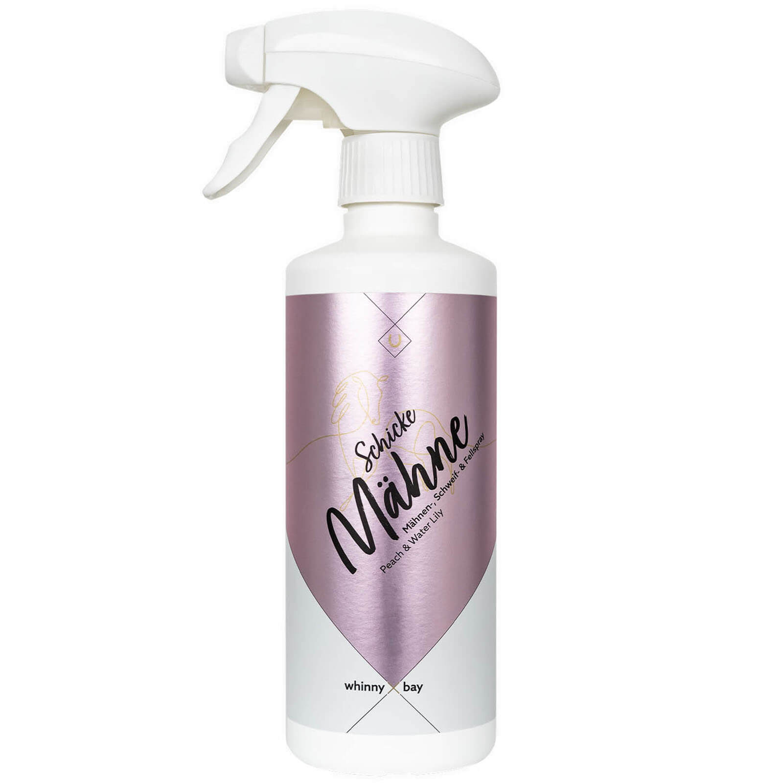 whinny X bay Mähnenspray Schicke Mähne Peach & Water Lily Glanzspray Schweifspray, 500 ml, Produkt allein. whinny X bay Mähnenspray Schicke Mähne Peach & Water Lily Glanzspray Schweifspray, 500 ml, Produkt allein.