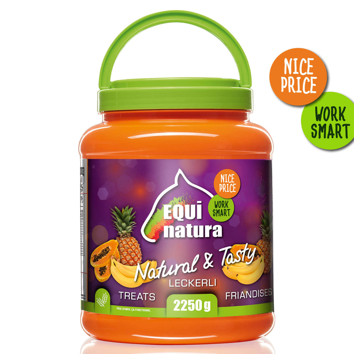 Equinatura Leckerli Naturkost Banane-Ananas-Papaya, 2250 g, Produkt allein auf weißem Hintergrund.
