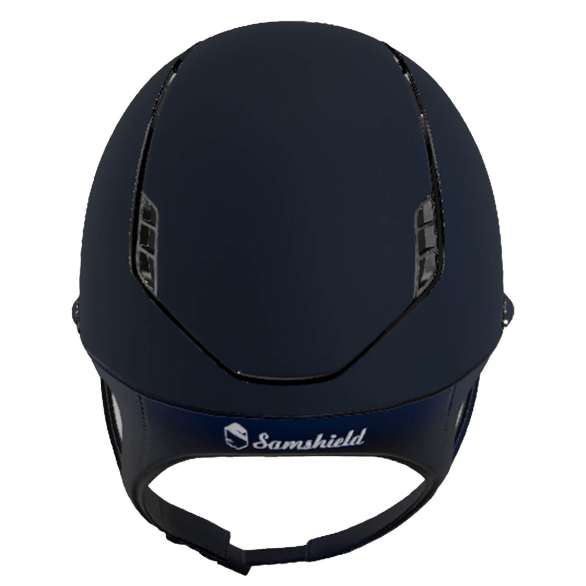 Samshield Reithelm Miss Shield 2.0 Blue SM Top SM Frontal Band Crystal Intarsia Trim + Blason Black Chrome, Blau, Produkt allein.