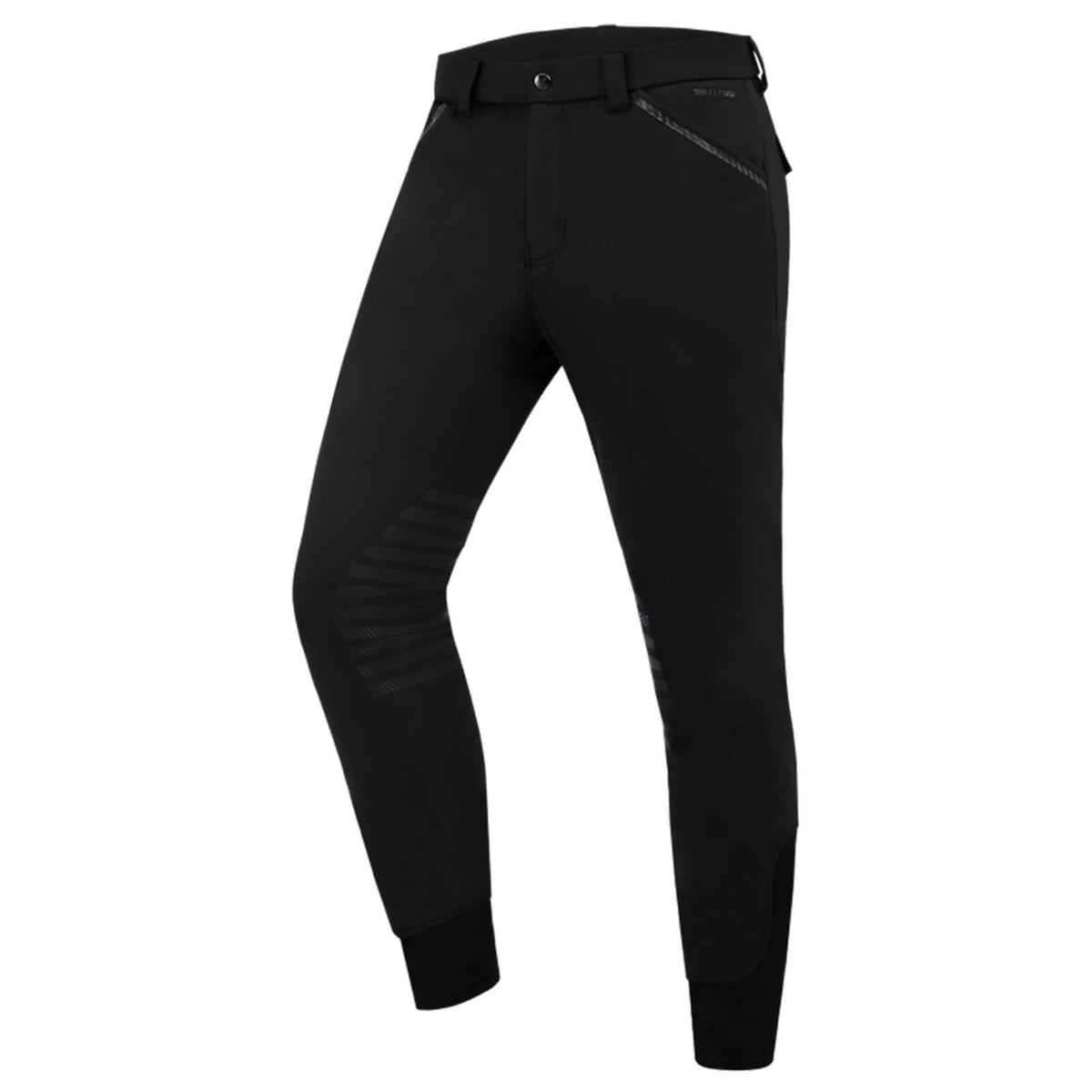 Reithose Herren Mailo Knie Silikon Herrenreithose, Schwarz, Produkt allein auf weißem Hintergrund.