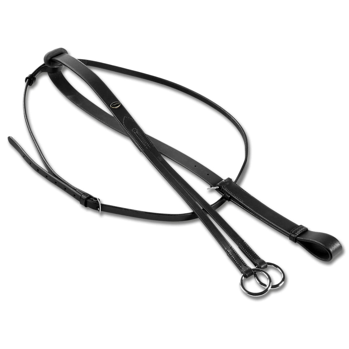 Martingal X-Line Hilfszügel, Schwarz, Produkt allein auf weißem Hintergrund.