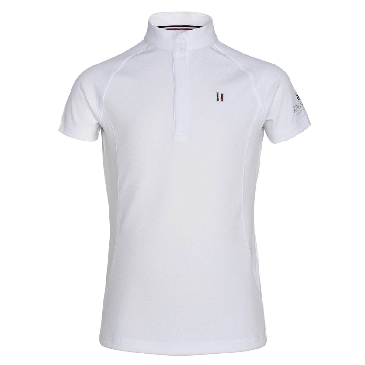 Turniershirt Kinder Classic Girls SS Show Shirt, White, Produkt allein auf weißem Hintergrund.