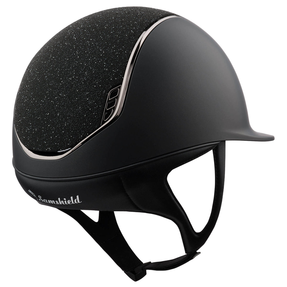 Samshield Reithelm Shadowmatt 2.0 Black Crystal Fabric, Schwarz, Produkt allein auf weißem Hintergrund.
