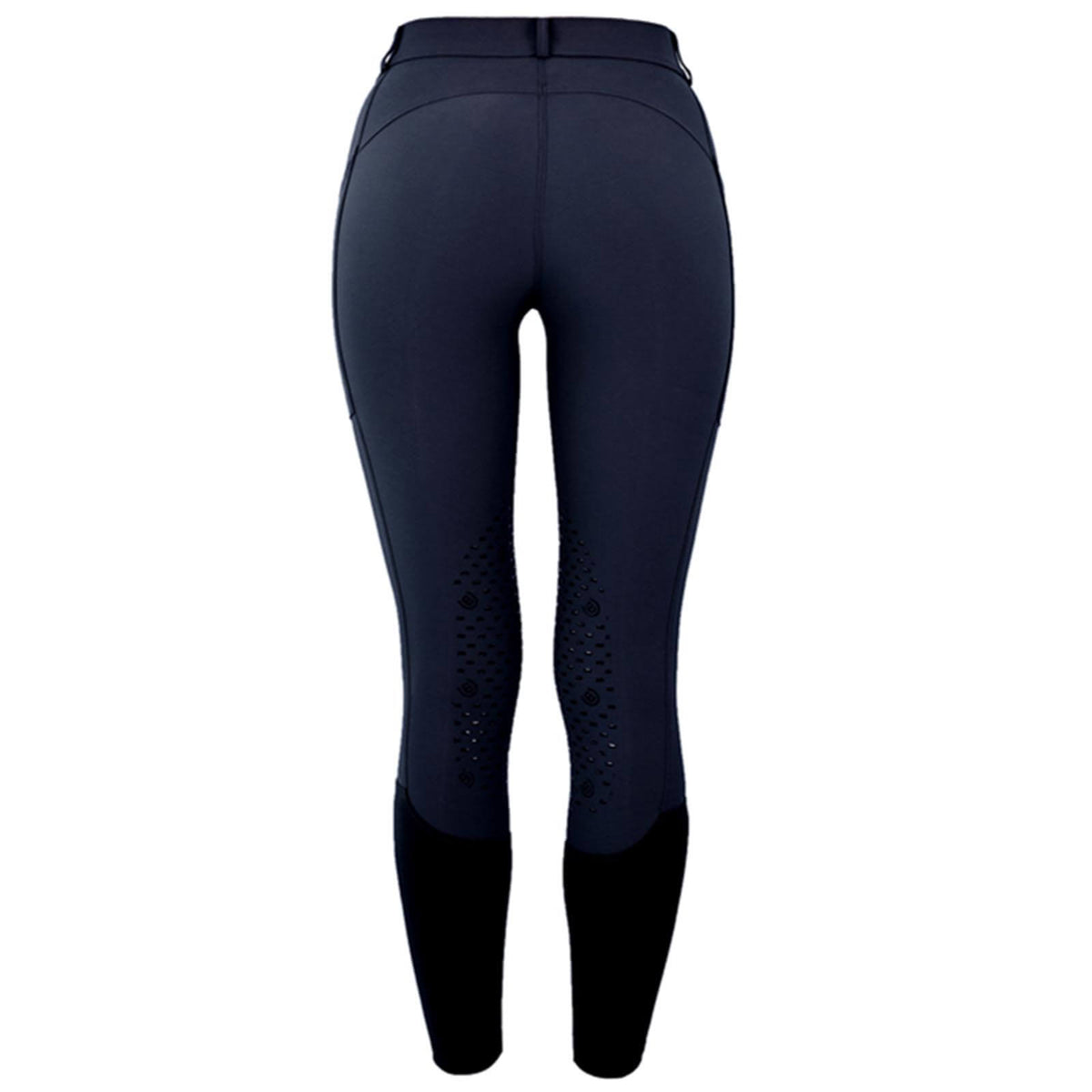 Reithose Damen Knee-Grip Jump Elite Midnight Blue Damenreithose Kniebesatz, Midnight Blue, Produkt allein auf weißem Hintergrund.
