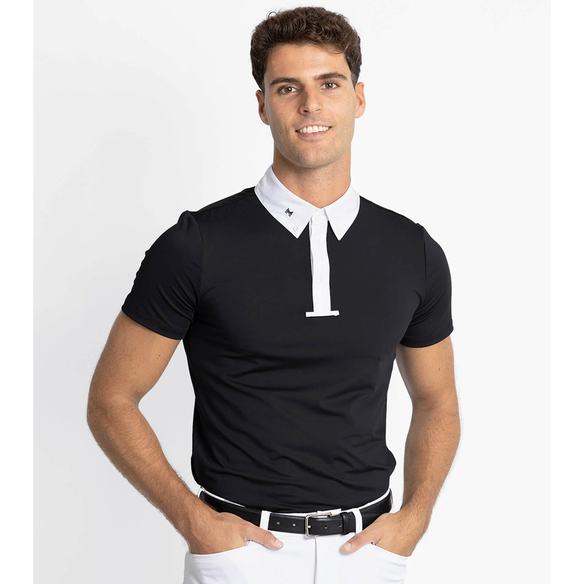 Turniershirt Herren Active Competition Short Sleeve, Schwarz, Mann trägt das Shirt.