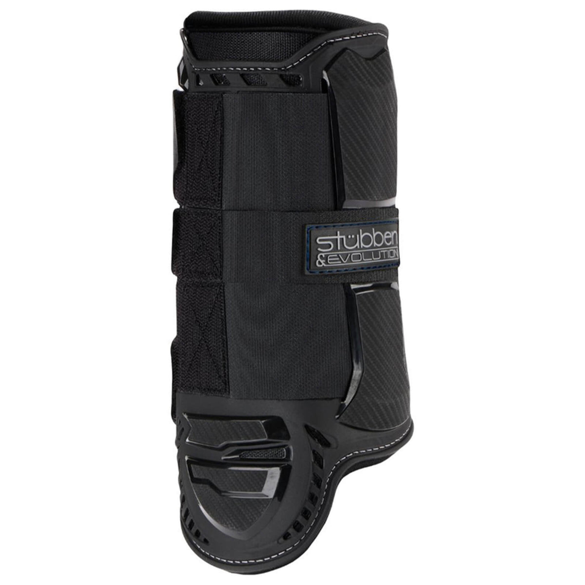 Stübben Gamaschen Hybrid XC Vorderbeine, Schwarz, Produkt allein auf weißem Hintergrund.
