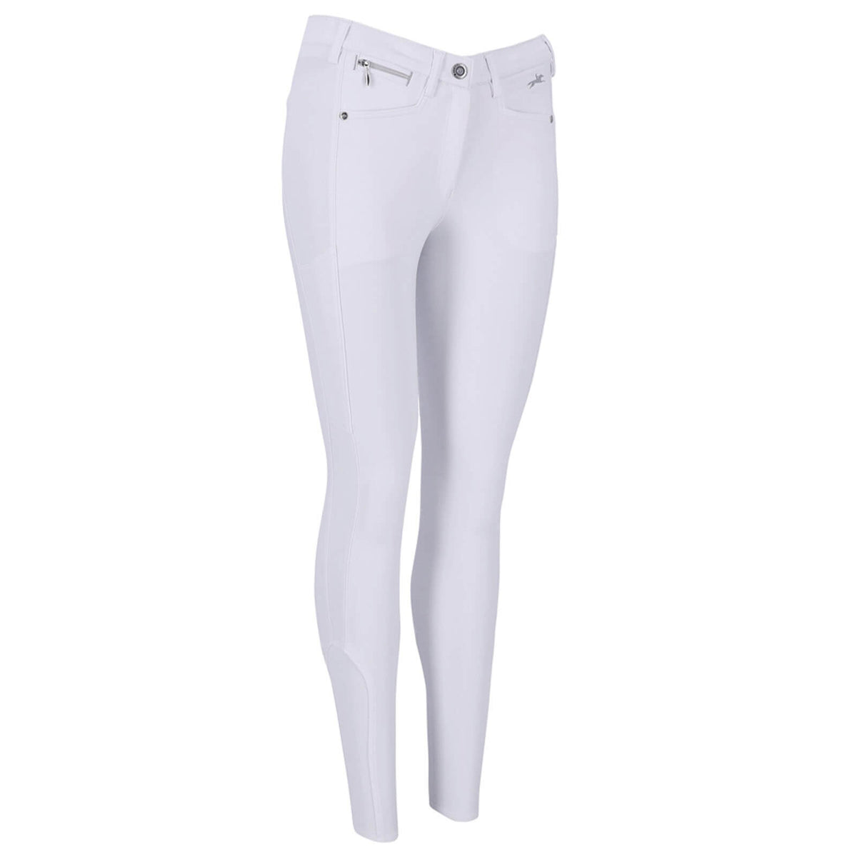 Reithose Damen Full-Grip Electra II FS Vollbesatzreithose, White, Produkt allein auf weißem Hintergrund.