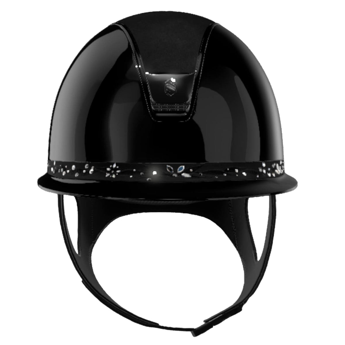 Samshield Reithelm 2.0 Miss Shield Shadowglossy | SgBlk | AlcBlk | ChrBlk | ChrBlk | FloSwrBlk S100 Reitkappe, Schwarz, Produkt allein auf weißem Hintergrund.