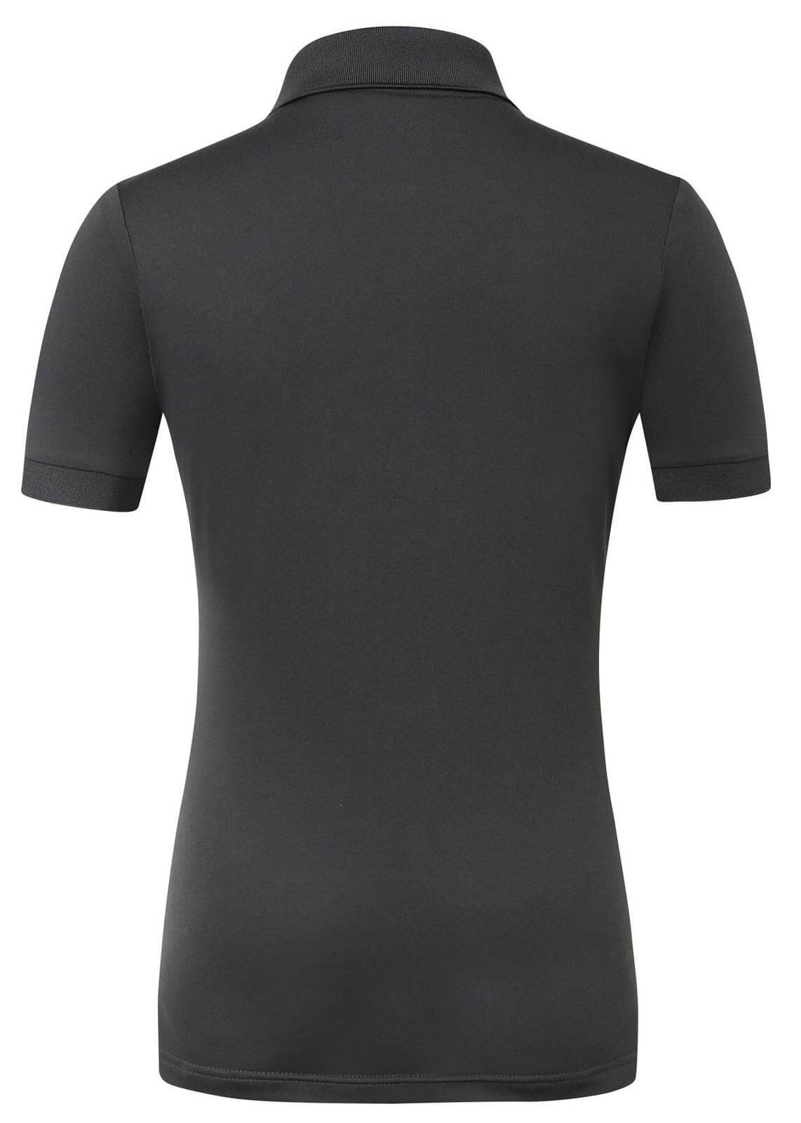 Poloshirt Damen Shirt, Schwarz, Produkt allein auf weißem Hintergrund.