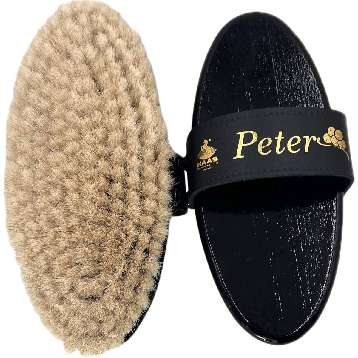 Haas Ziegenhaarbürste Peter Pferdebürste, Beige, Produkt allein auf weißem Hintergrund.