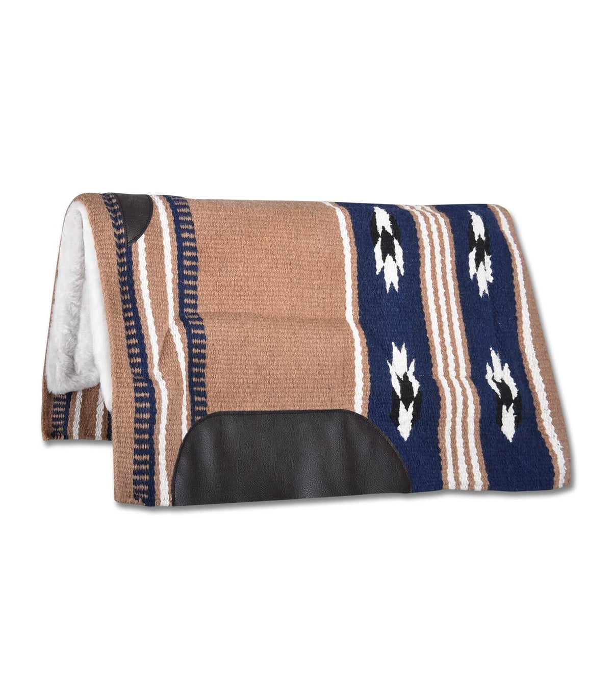 Western Pad Utah Reitpad, Beige/Navy, Produkt allein auf weißem Hintergrund.