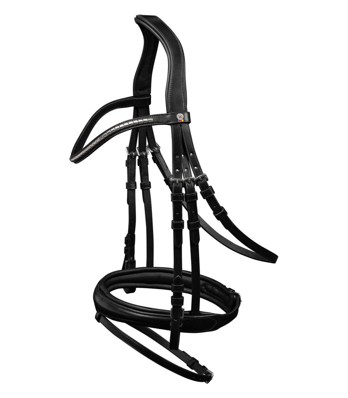 Trensenzaum X-Line Clincher, Schwarz, Produkt allein auf weißem Hintergrund.