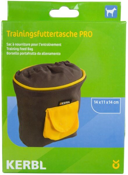 KERBL Futtertasche Pro Trainingsfuttertasche, Detailaufnahme der Verpackung mit gezeigter Futtertasche.