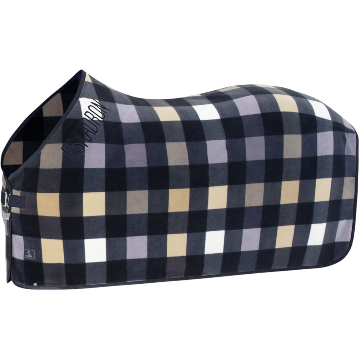 Abschwitzdecke Fleece Check Classic Sports FS26 Pferdedecke, Marine, Produkt allein.