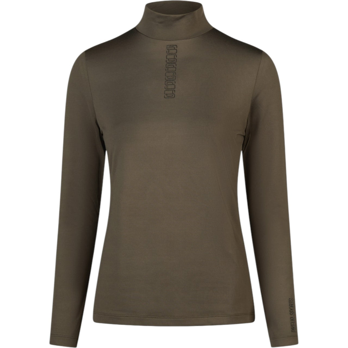 Pikeur Baselayer Damen Sports HW 2025 Strass Langarmshirt, Deep Khaki, Produkt allein.