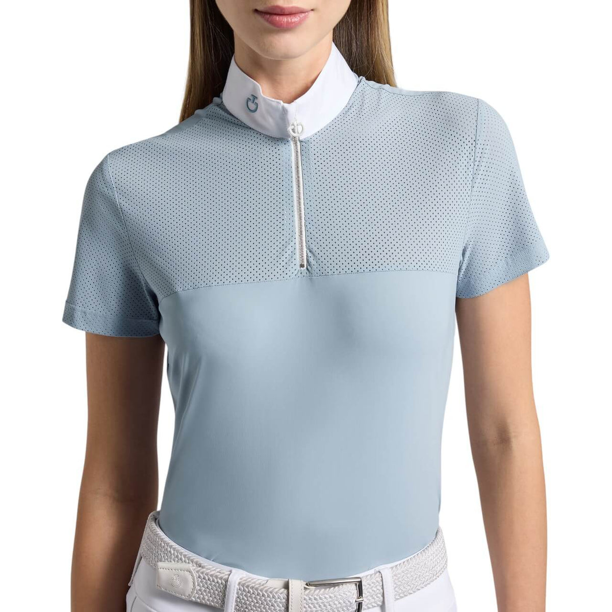 Turniershirt Perforated Jersey Inserts FS 2025 Competition Shirt, Blue Fog, an Modell getragen.
