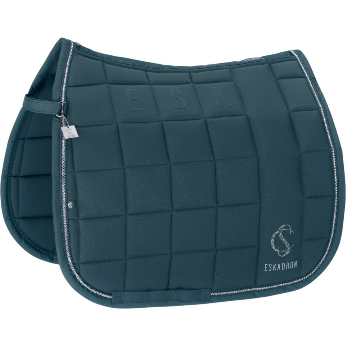 Eskadron Dressurschabracke Big Square Sparkle Classic Sports FS26 Sattelunterlage, Petrol, Produkt allein.