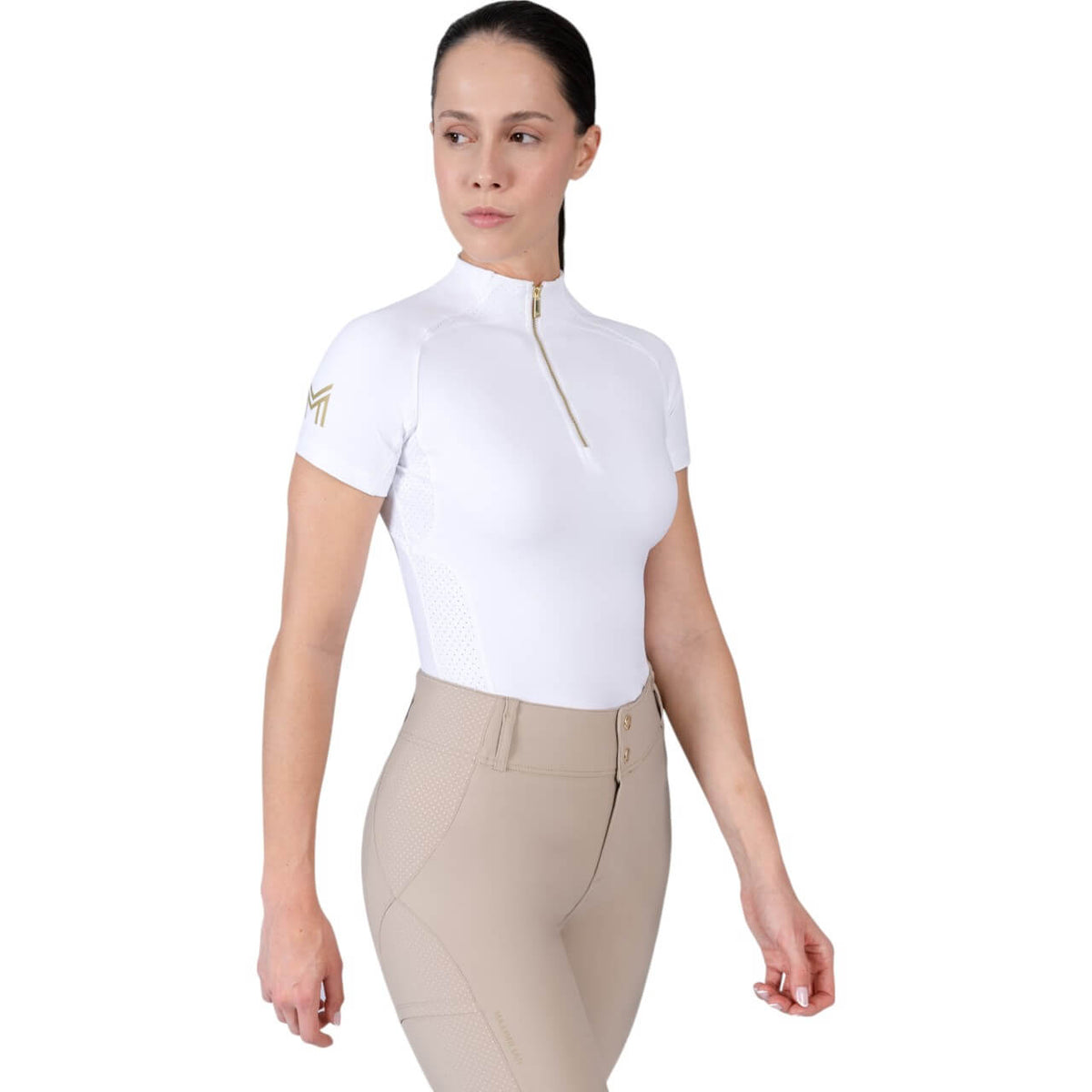 Funktionsshirt Damen Kurzarm Aero Baselayer, Weiß, Frau trägt das Shirt.