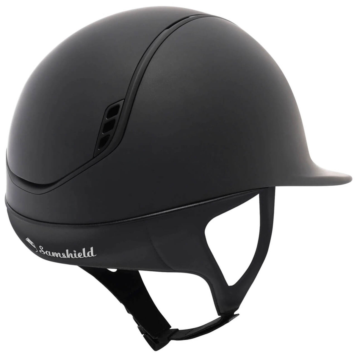 Samshield Reithelm Shadowmatt 2.0 Classic Dark Line, Schwarz, Produkt allein auf weißem Hintergrund.