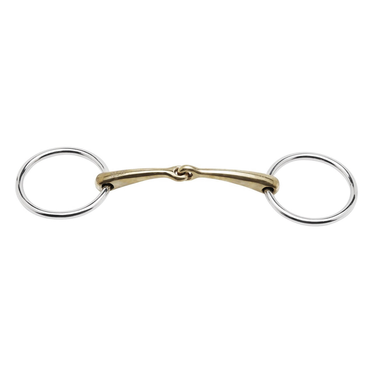 Unterlegtrense Einfach Gebrochen KAUGAN® 12 mm Gebiss, Gold, Produkt allein auf weißem Hintergrund.