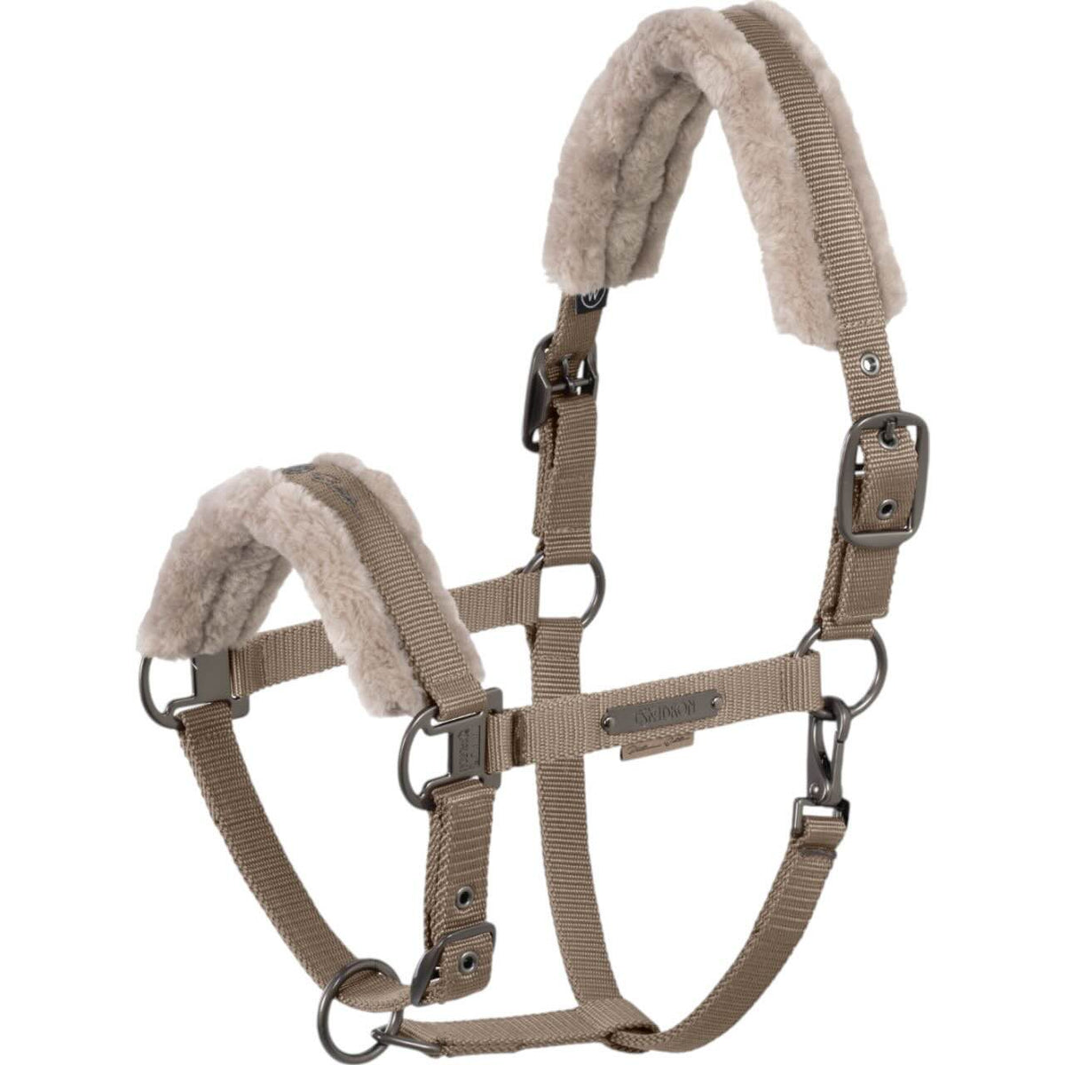 Eskadron Halfter Double Pin Faux Fur Platinum 2025 Fellhalfter, Smoky Taupe, Produkt allein.