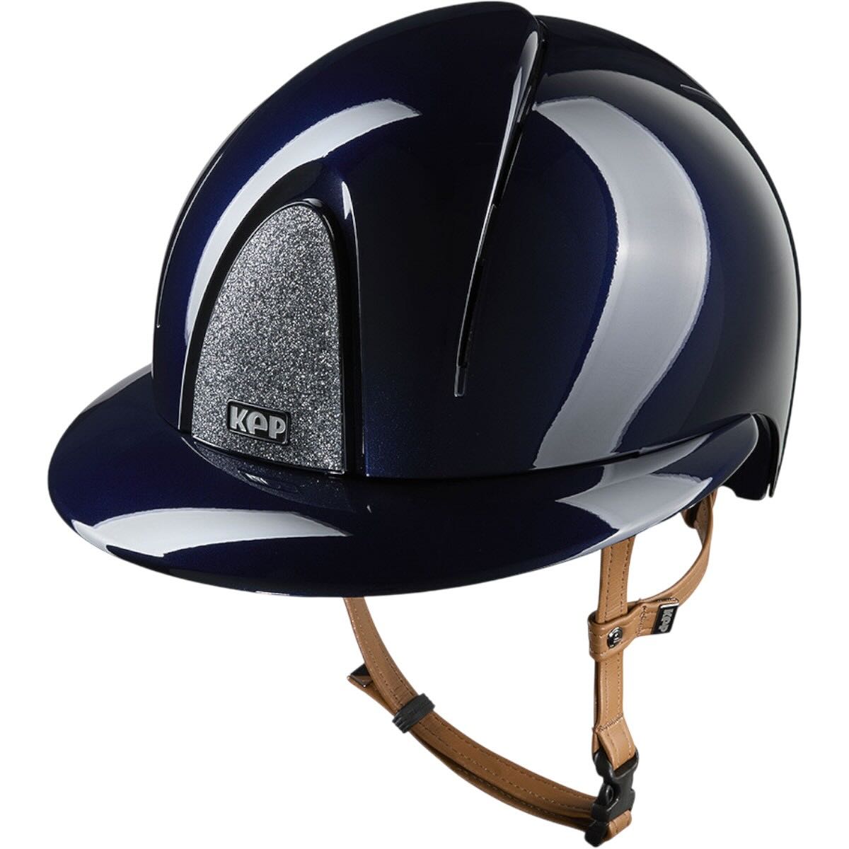 Casco da equitazione Smart Nova Metallpolitur Visiera Polo Star Silver con cinturino sottomento beige