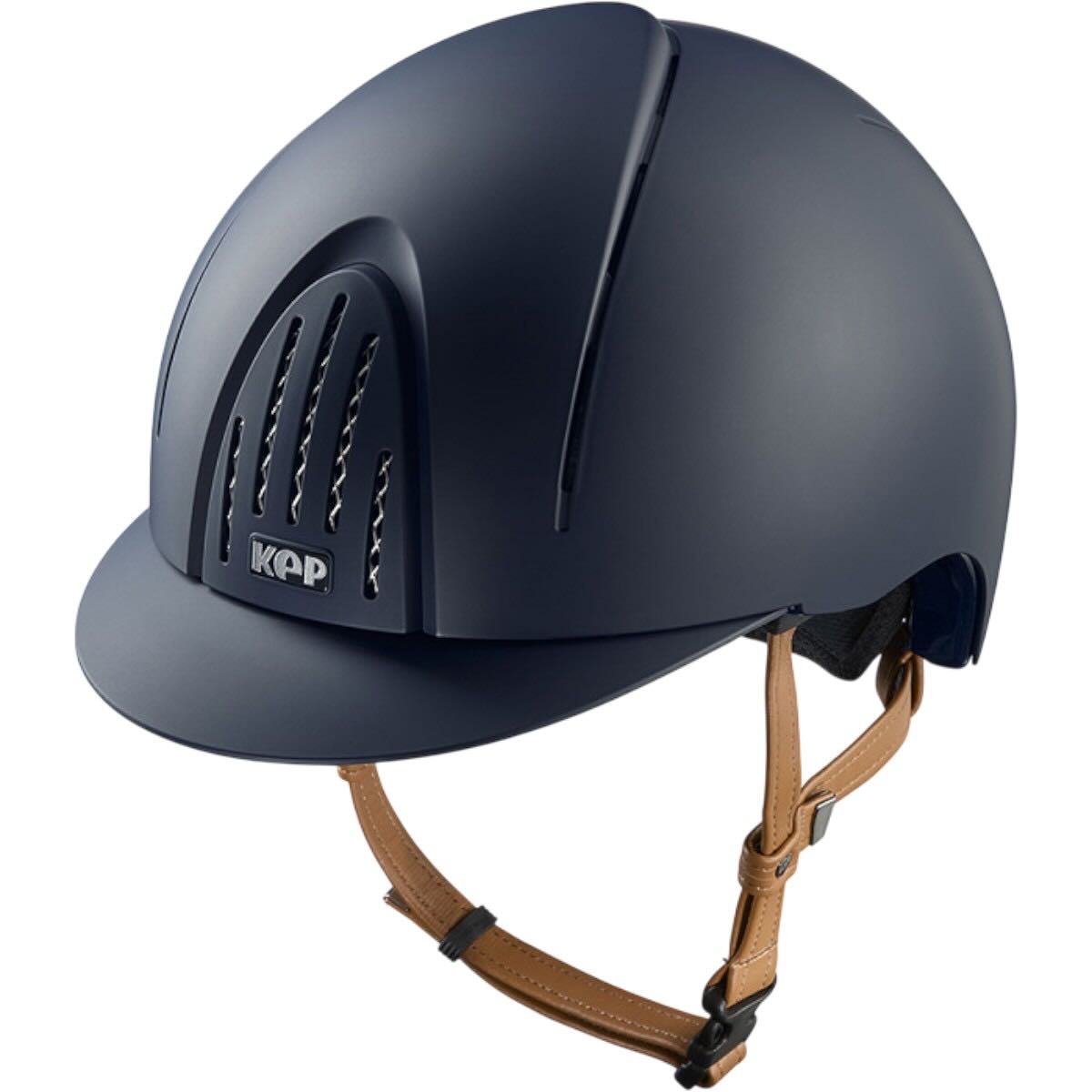 KEP Reithelm Smart Nova Matt mit Beigen Kinnriemen, Blue, Produkt allein auf weißem Hintergrund.