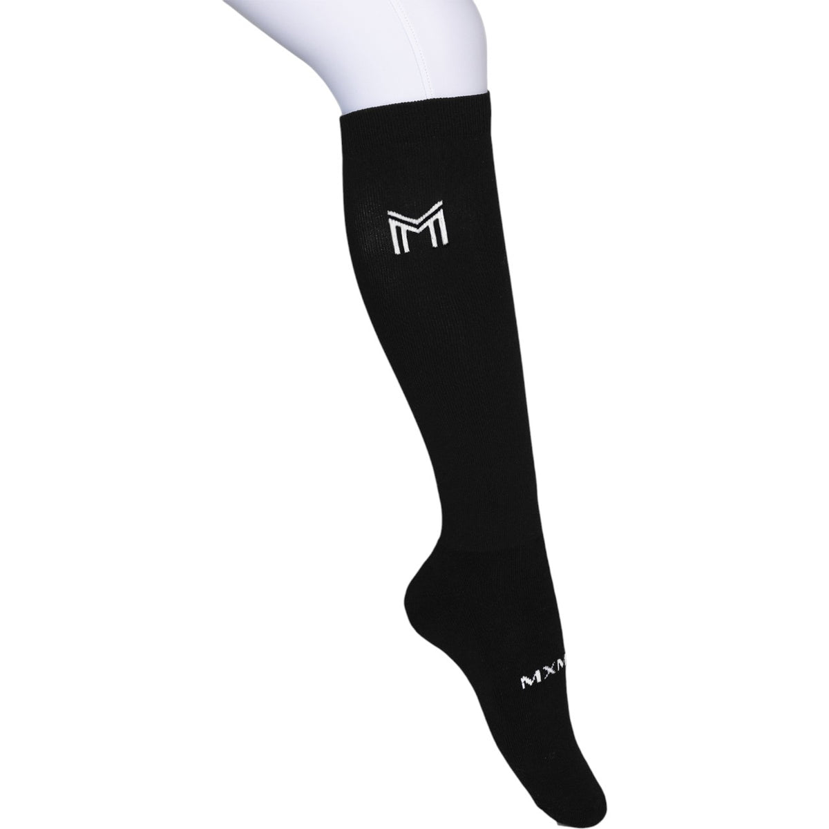 Reitsocken Unisex Flag Kniestrümpfe, Black, am Bein getragen.