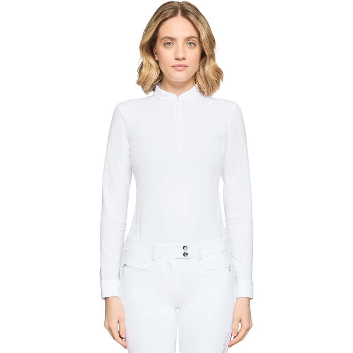 Samshield Trainingsshirt Damen Lou FS 2026 Longsleeve, White, an Model getragen.