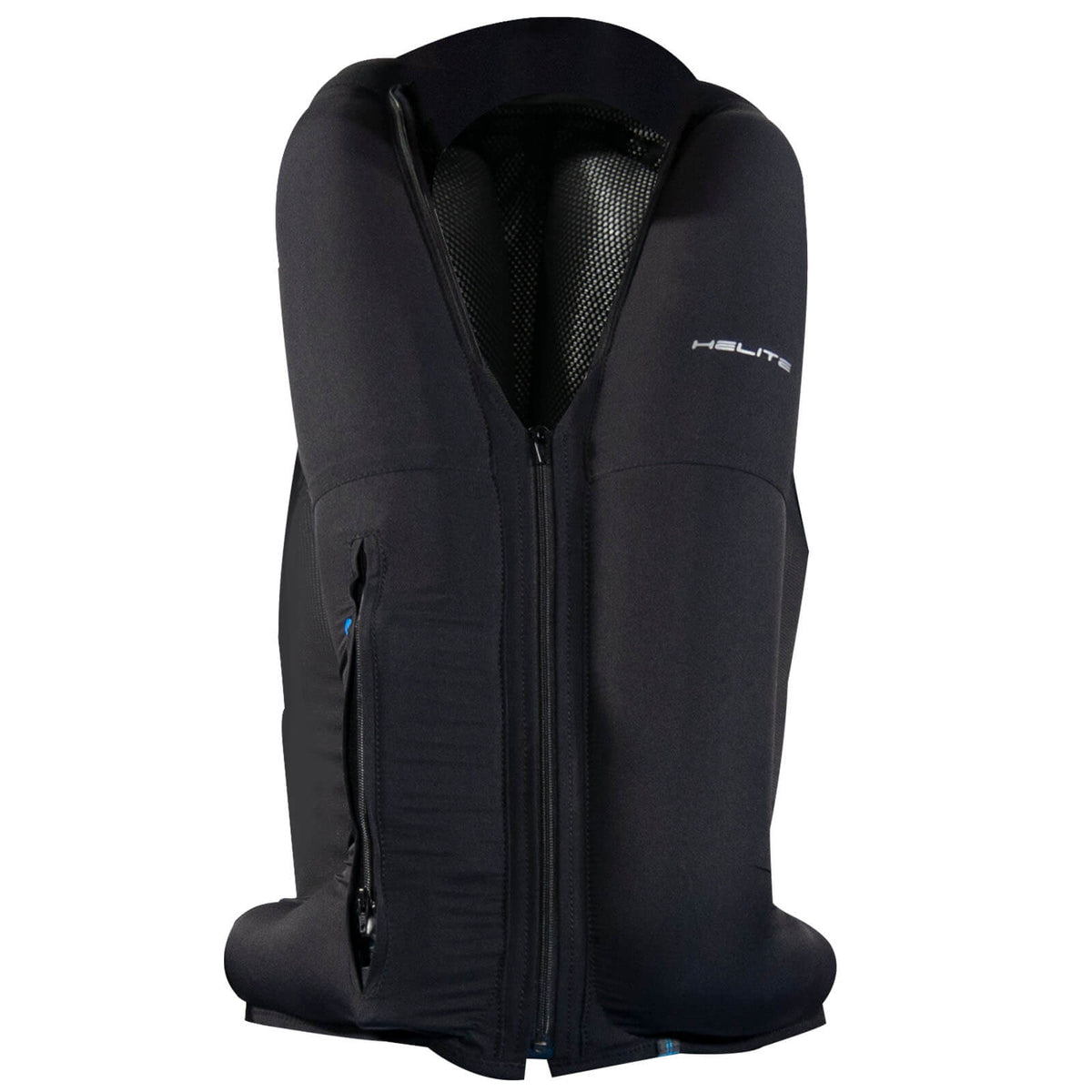 Helite Airbag-Weste ZIP´IN 2.0 Sicherheitsweste, Schwarz, Produkt allein auf weißem Hintergrund.