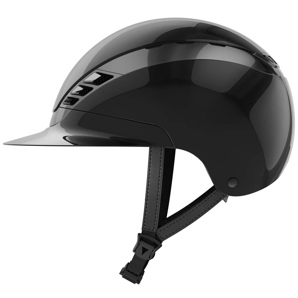 ABUS Pikeur Reithelm Air Luxe Chrome Lady Vizor, Schwarz, Produkt allein auf weißem Hintergrund.