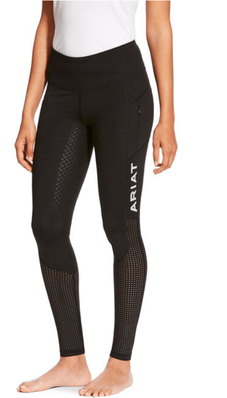 Ariat Reitleggings Damen Tight Eos Full Grip Classic Vollbesatz, Black, Person trägt das Produkt.
