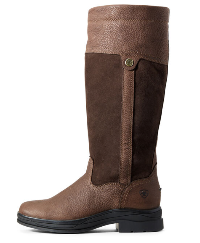 Ariat Waterproof Boots Windermere II H2O Classic, Braun, einzelner Stiefel auf weißem Hintergrund.