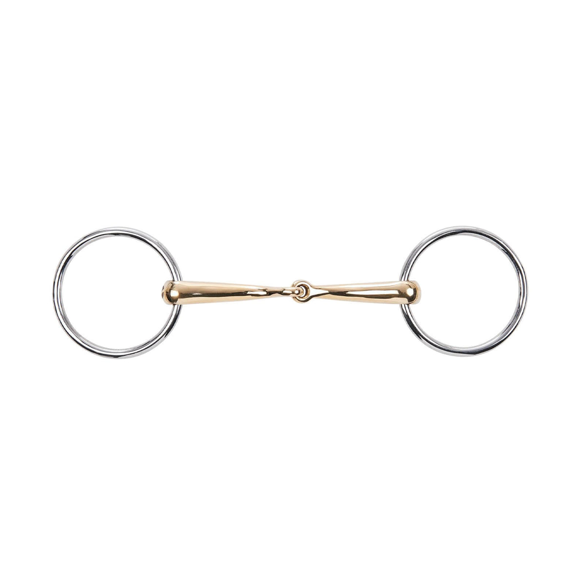Wassertrense Einfach Gebrochen KAUGAN®-Shaped 14 mm Gebiss, Gold, Produkt allein auf weißem Hintergrund.