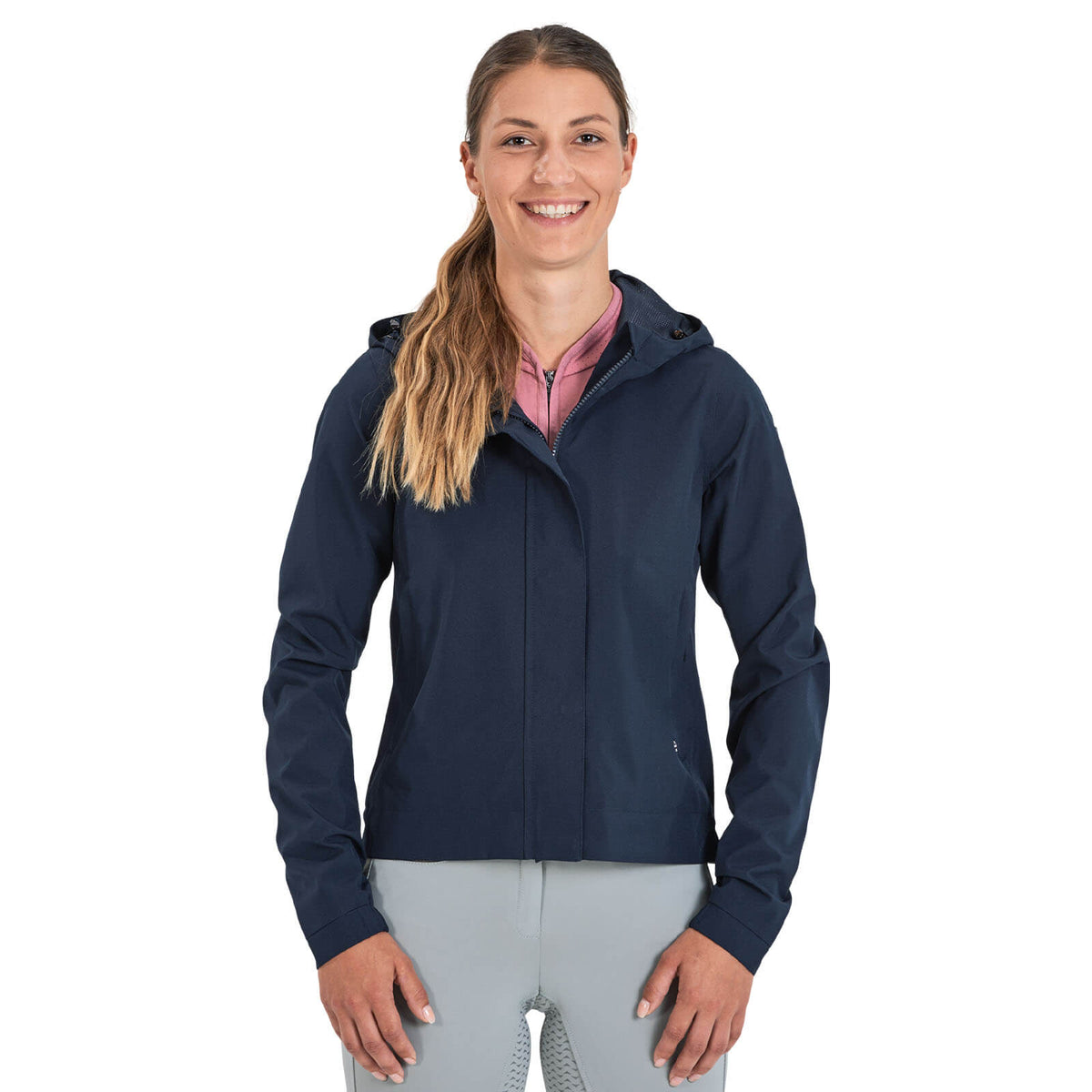 Jacke Damen Luca, Dark Navy, von einer Frau getragen.