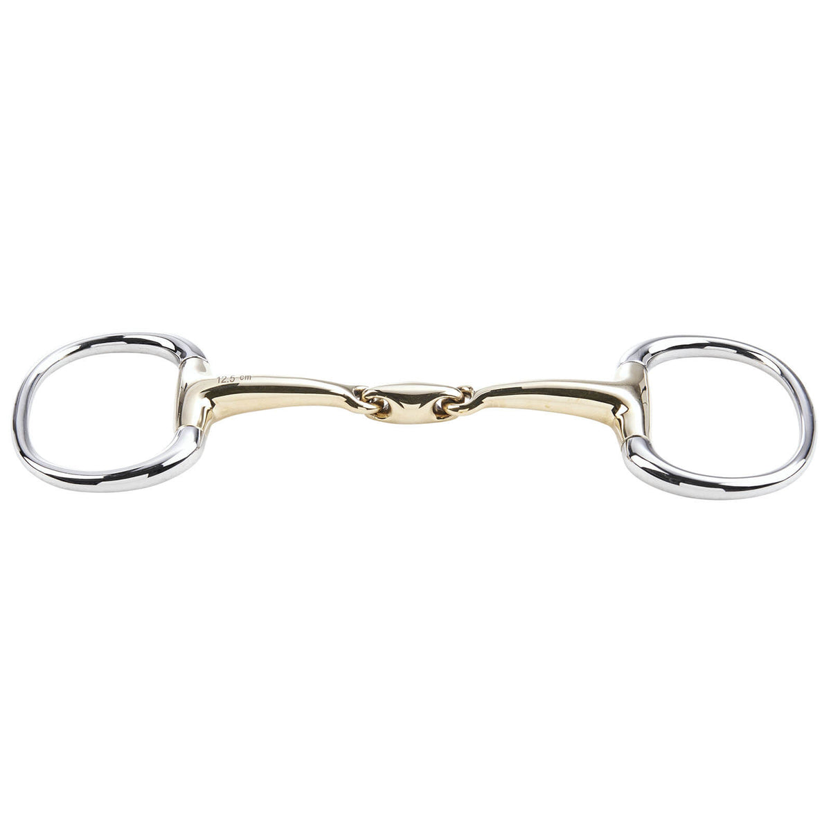 Olivenkopfgebiss Doppelt Gebrochen KAUGAN® 14 mm Gebiss, silber, Produkt allein auf weißem Hintergrund.