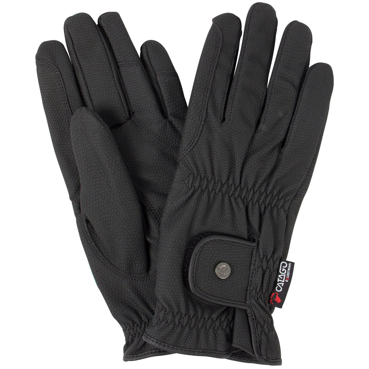 Catago Handschuh Elite Reithandschuh, Schwarz, Produkt allein auf weißem Hintergrund.