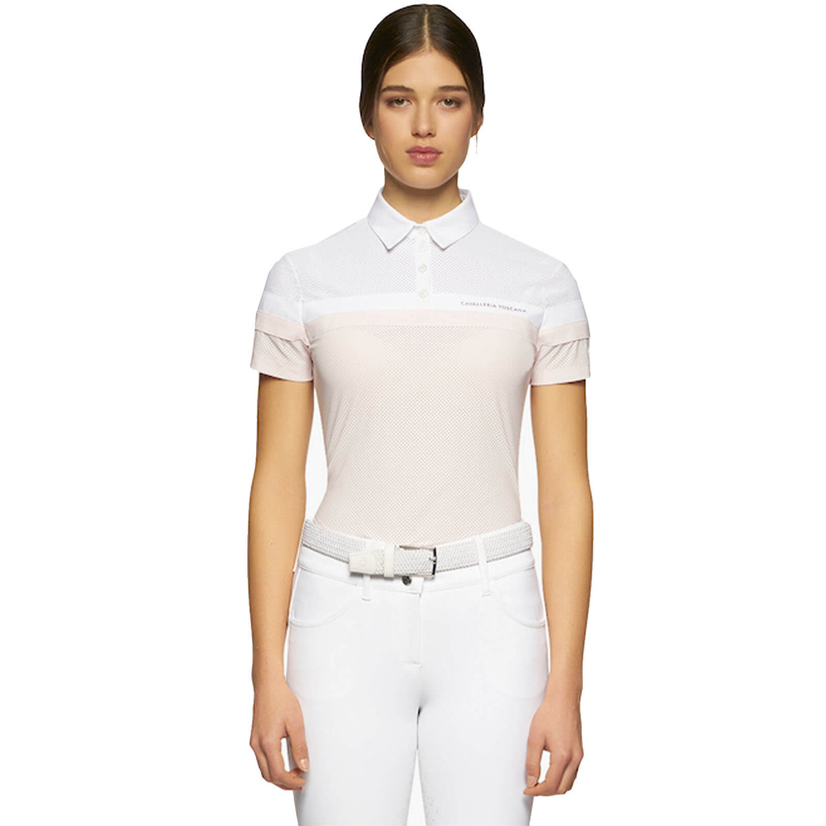 Trainings-Poloshirt Damen Perforated Jersey Short Sleeve w/ Jersey Stripes