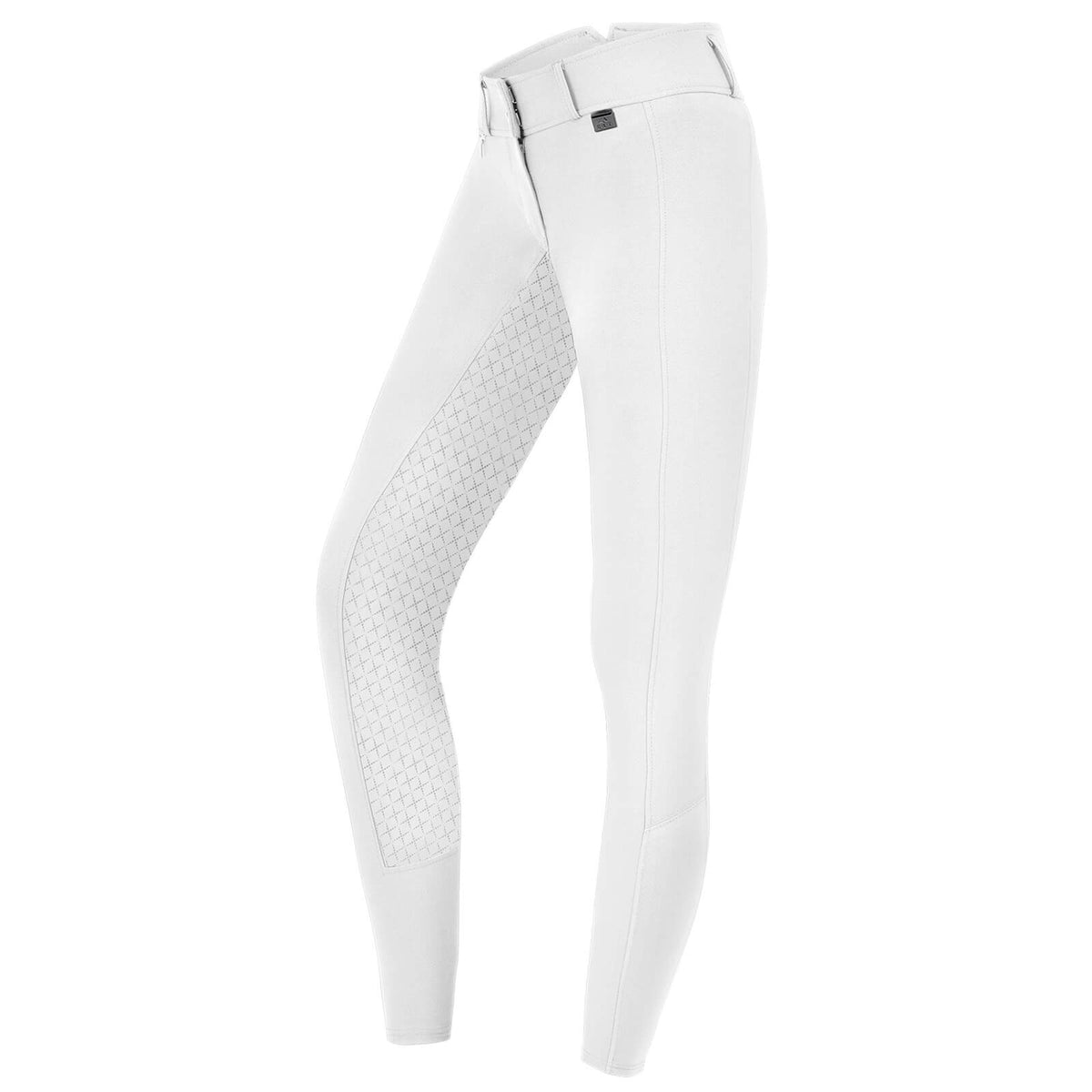 Reithose Kinder Full-Grip Micro Sport Silikon High Waist, Weiß, Produkt allein auf weißem Hintergrund.