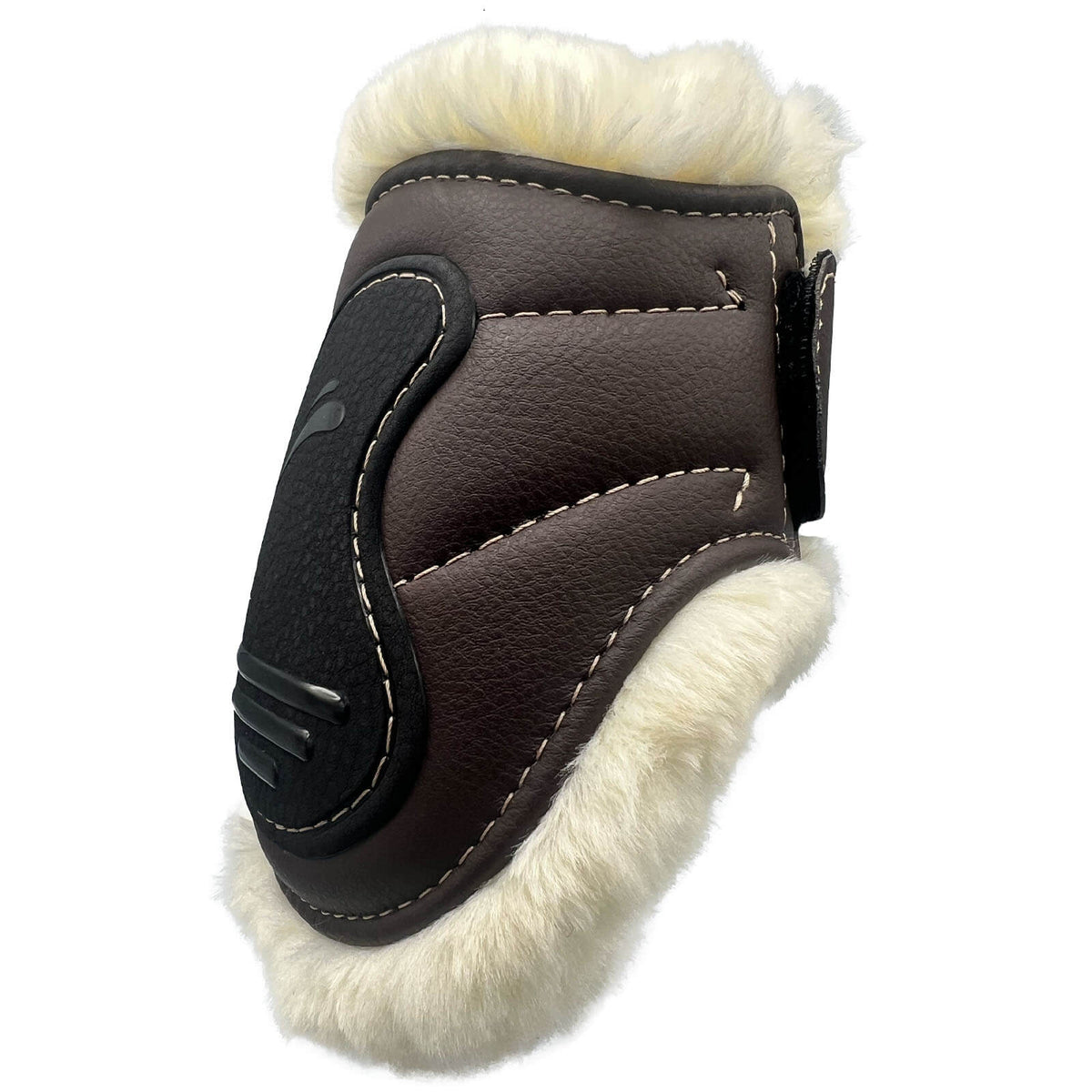 Streichkappen eQuick Glam Rear Fluffy, braun, Detailaufnahme des einzelnen Schutzes auf weißem Hintergrund.