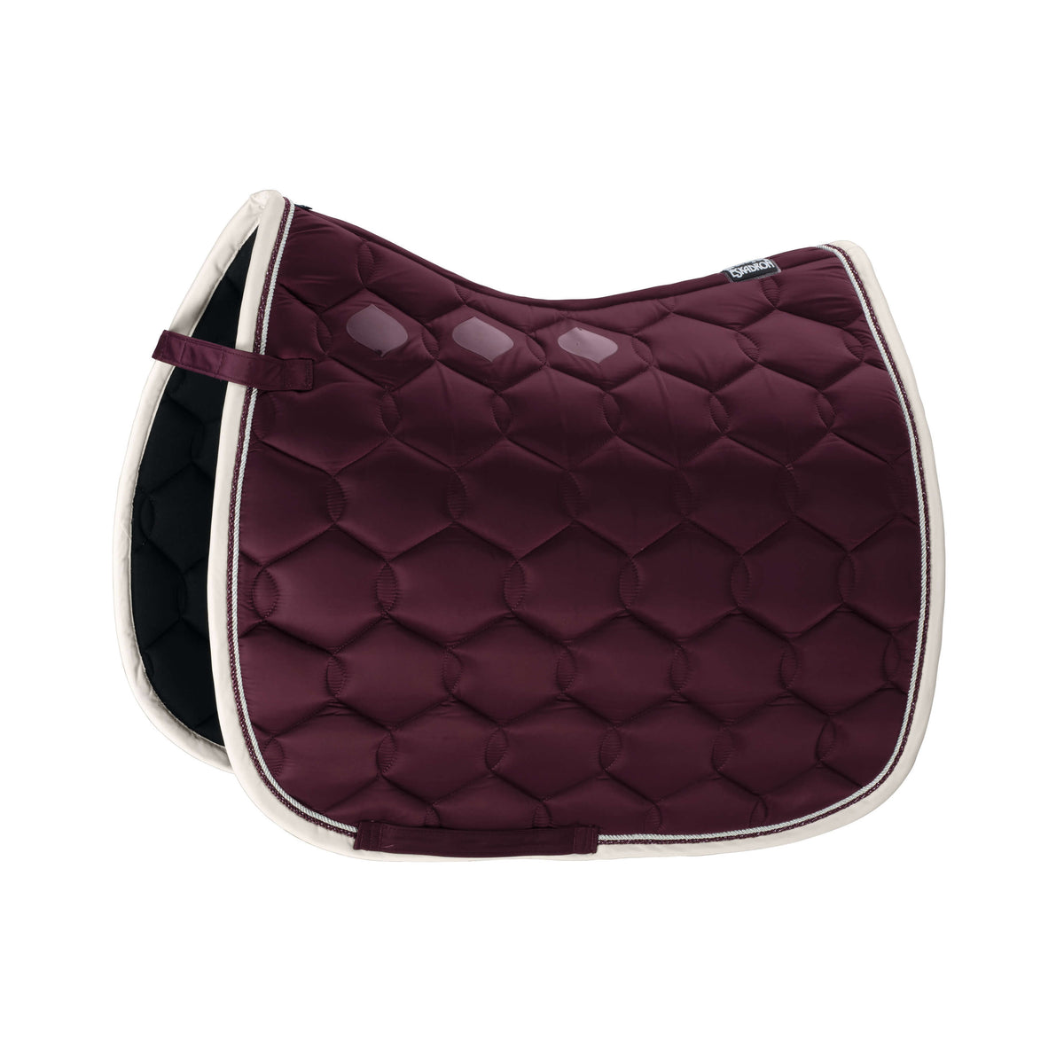 Eskadron Schabracke Glossy Wave Kontrast Sattelunterlage, Bordeaux, Produkt allein auf weißem Hintergrund.