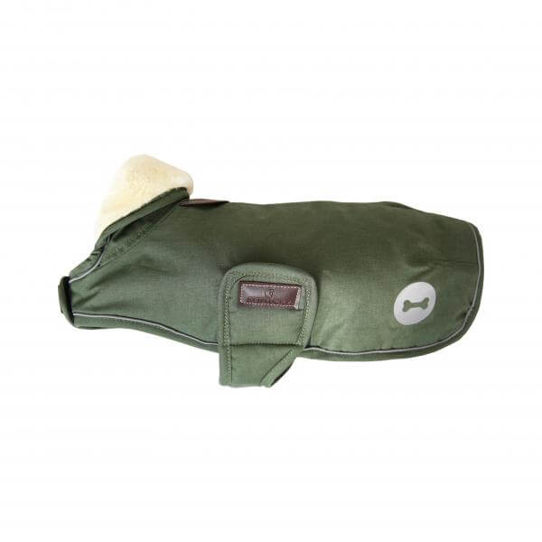 Kentucky Dogwear Hundemantel Waterproof Hundejacke, Olivgrün, Produkt allein auf weißem Hintergrund.