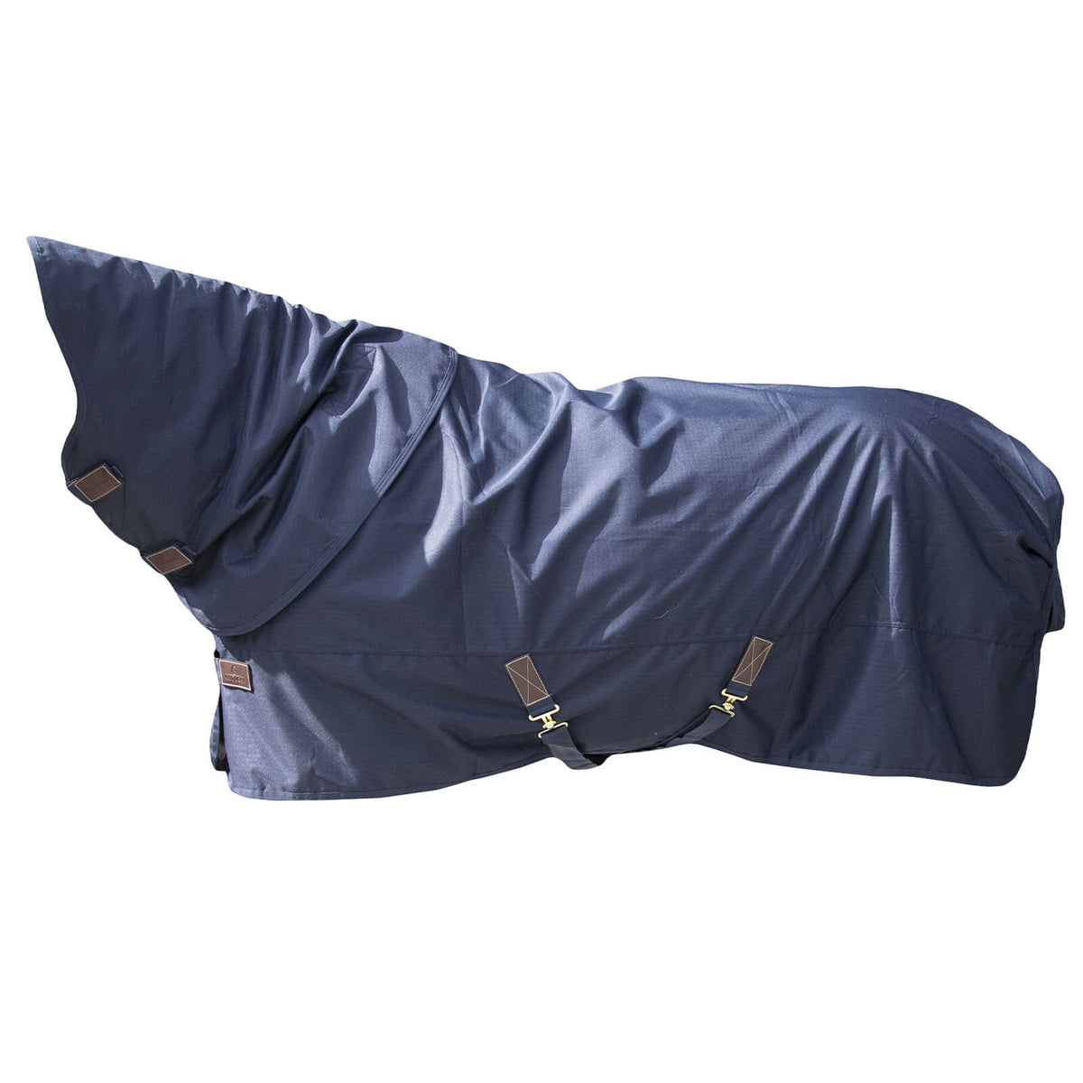 Outdoordecke 150g mit Halsteil All Weather Weidedecke, Marine, Produkt allein auf weißem Hintergrund.