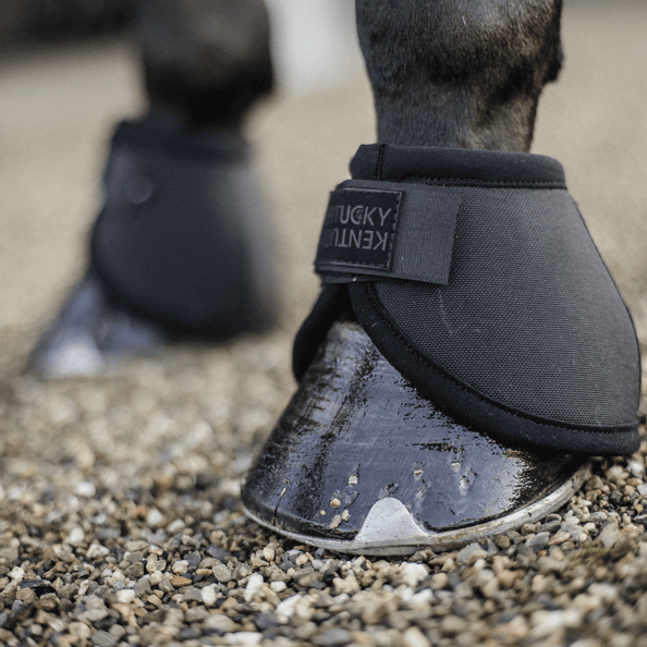 Kentucky Horsewear Hufglocken Ballenschutz Hufschutz, Schwarz, Detailaufnahme am Pferdehuf.