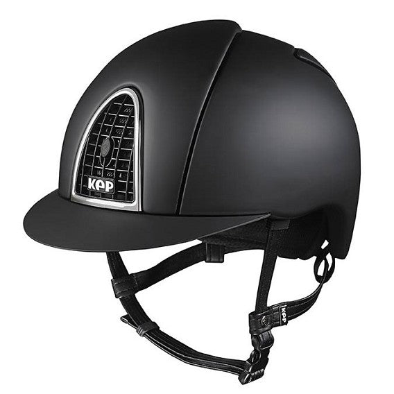 KEP Reithelm Cromo Textile Reitkappe, Schwarz, Produkt allein auf weißem Hintergrund.