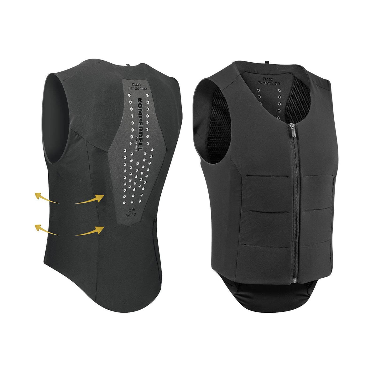 Komperdell Rückenprotektor Herren Ballistic Flex Fit Regular, Schwarz, Produkt allein in Vorder- und Rückansicht.