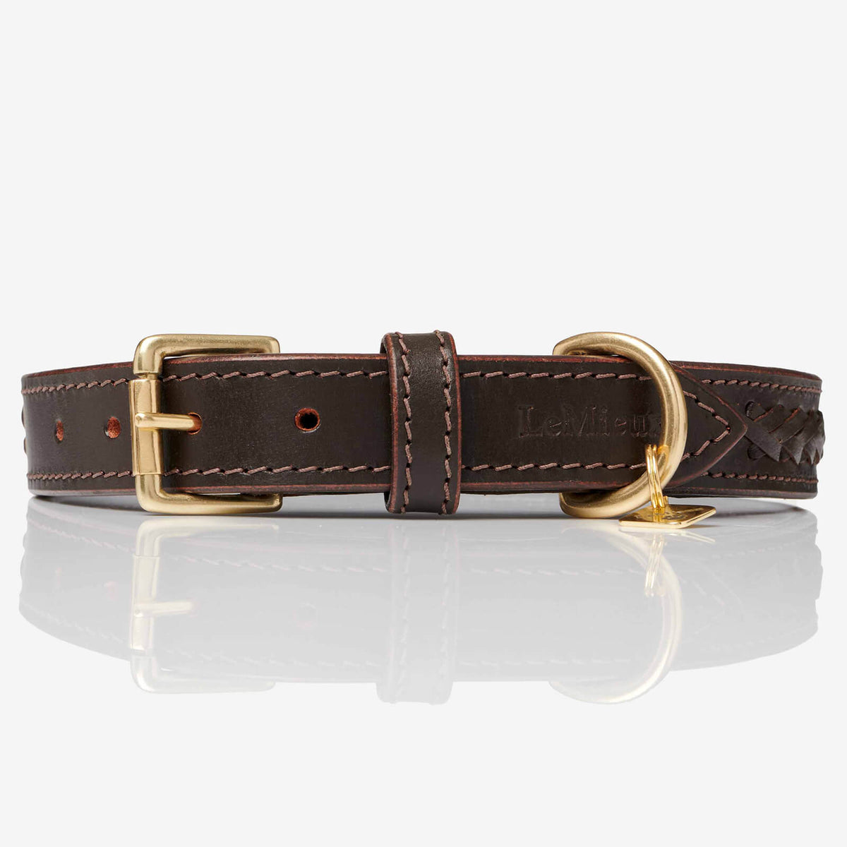 Halsband LM Oxford, Mahogany, Produkt allein auf weißem Hintergrund.