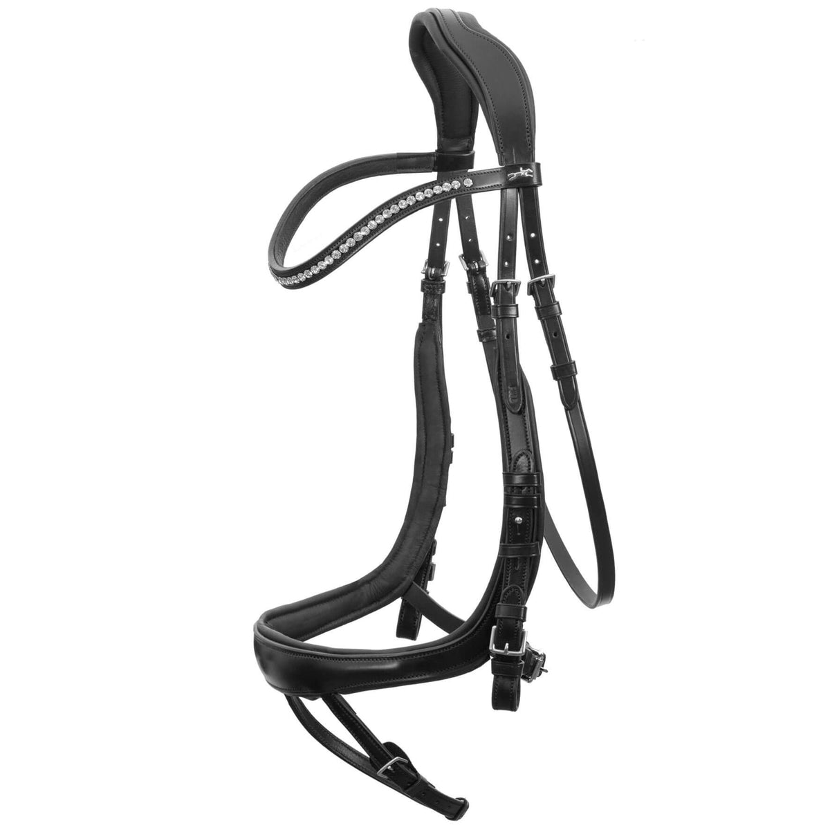 Trense Equitus Beta, Black/Silver, Produkt allein auf weißem Hintergrund.