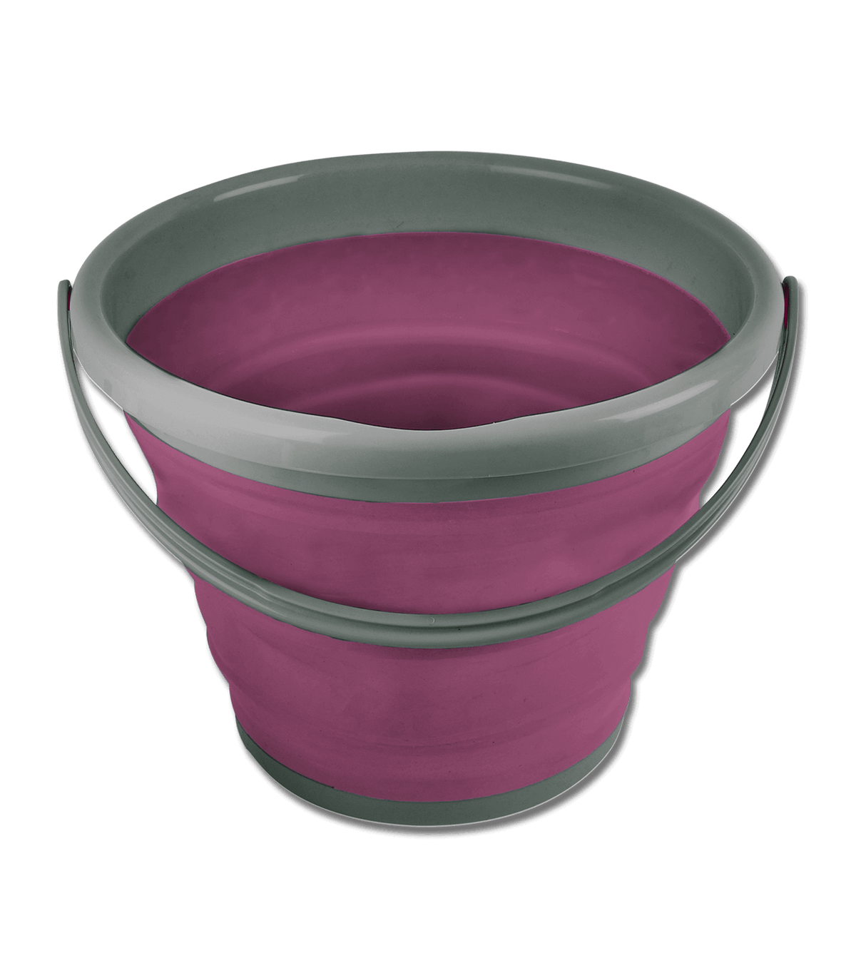Faltbarer Eimer 10 Liter, Magenta, Produkt allein auf schwarzem Hintergrund.